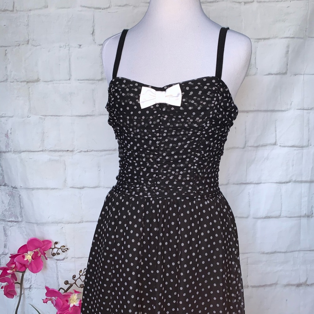 Rock Steady Heather Dress Black Polka Dots Sz M